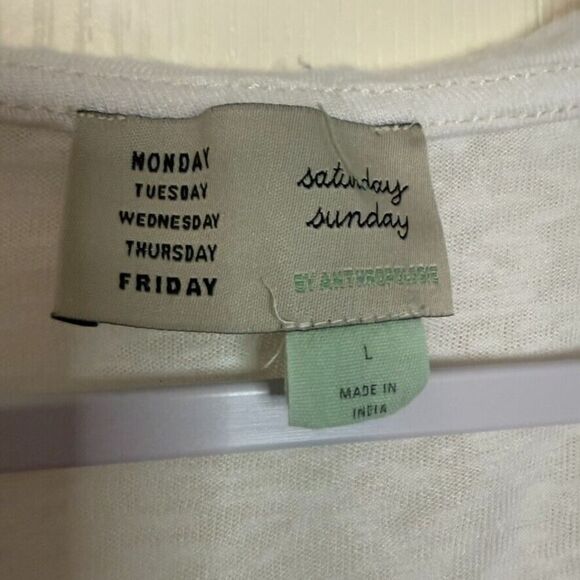 Saturday Sunday Anthropologie V Neck Slub Knit Tank Size L White Sleeveless - Picture 3 of 6